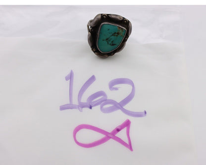 Navajo Ring 925 Silver Turquoise Artist Signed Rabbit Stick C.70's