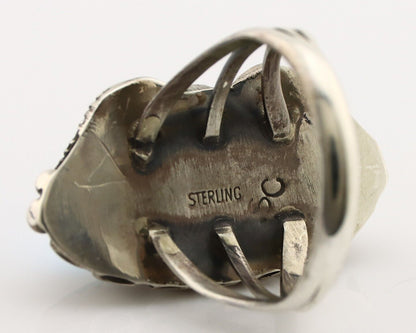 Navajo Ring 925 Silver Sleeping Beauty Turquoise Signed SC C.80's
