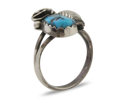 Navajo Ring 925 Silver Sleeping Beauty Turquoise Native American Artist C.80's