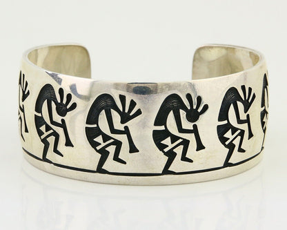 Hopi Handmade Cuff Bracelet 925 Silver Signed Alde Qumyintewa