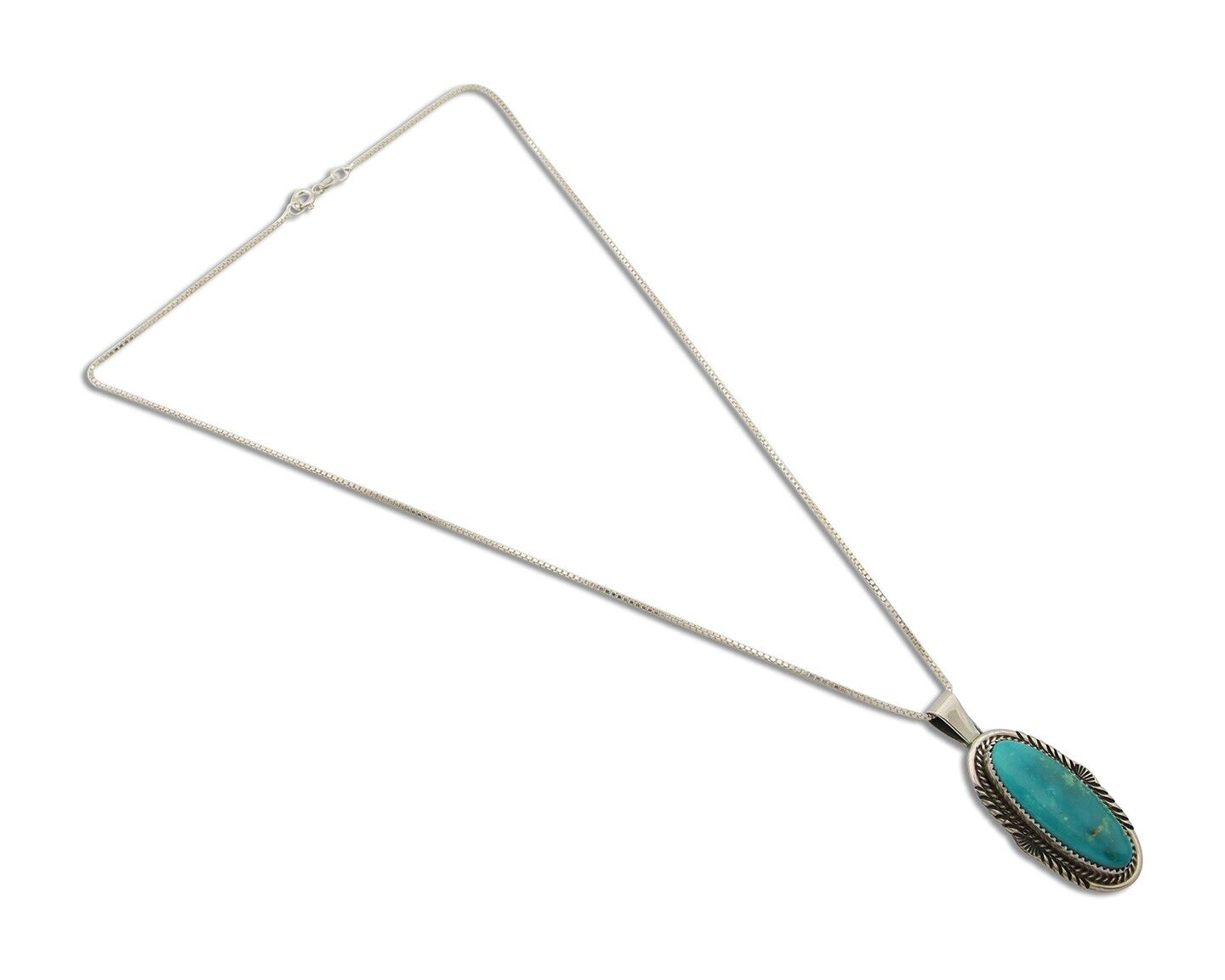 Navajo Necklace 925 Silver Natural Turquoise Artist Signed Mike Begay C.80's