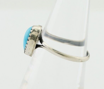 Navajo Ring 925 Silver Sleeping Beauty Turquoise Native American Artist C.80's