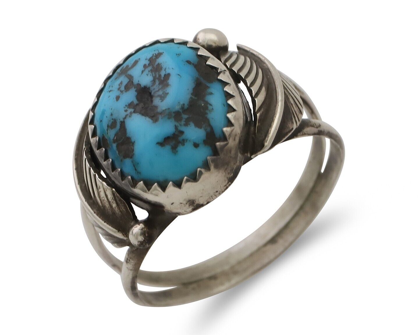 Navajo Ring 925 Silver Morenci Turquoise Native American Artist C.80's