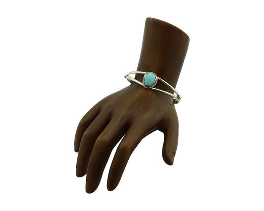 Navajo Bracelet 925 Silver Sleeping Beauty Turquoise Native Artist C.80's