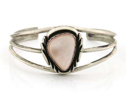 Navajo Cuff Bracelet Sterling Silver Authentic Pink Muscle Artist Signed