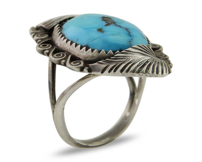 Navajo Ring .925 Silver Blue Turquoise Artist Signed Billy Eagle C.80's
