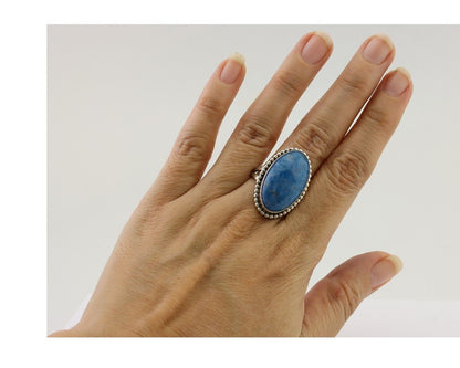 Navajo Handmade Ring 925 Silver Blue Denim Lapis Native American Artist C.80's