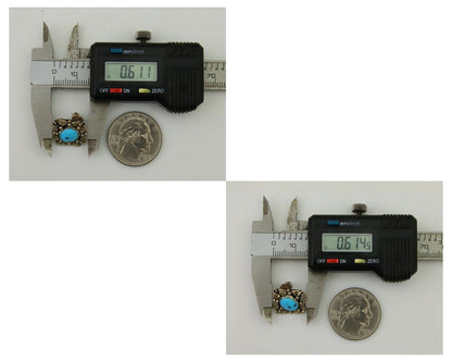 Navajo Shield Natural Turquoise Earrings 925 Silver Native American Artist C.80s