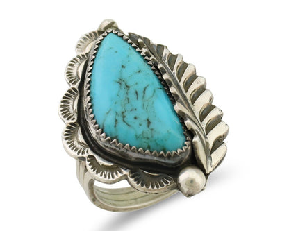 Navajo Handmade Ring 925 Silver Kingman Turquoise Artist Signed Benny M C.80's