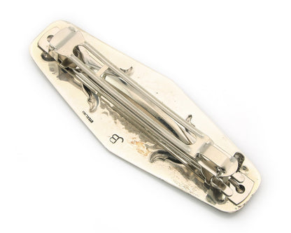 Vintage Navajo Barrette 925 Sterling Silver Hand Stamped Signed Jim Bitsui