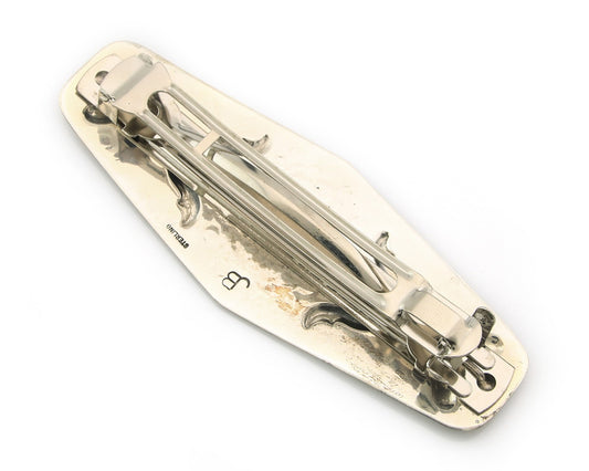 Vintage Navajo Barrette 925 Sterling Silver Hand Stamped Signed Jim Bitsui