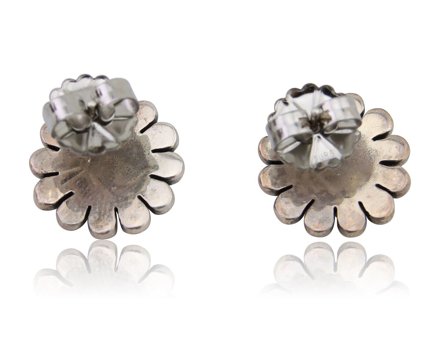 Navajo Tiwa Sun Earrings 925 Silver Native American Artist C.80's