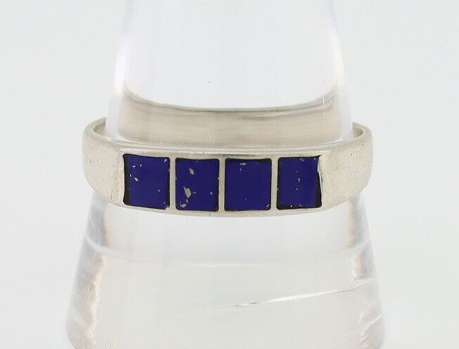 Navajo Handmade Ring 925 Silver Natural Lapis Lazuli Artist Signed SC C.80's