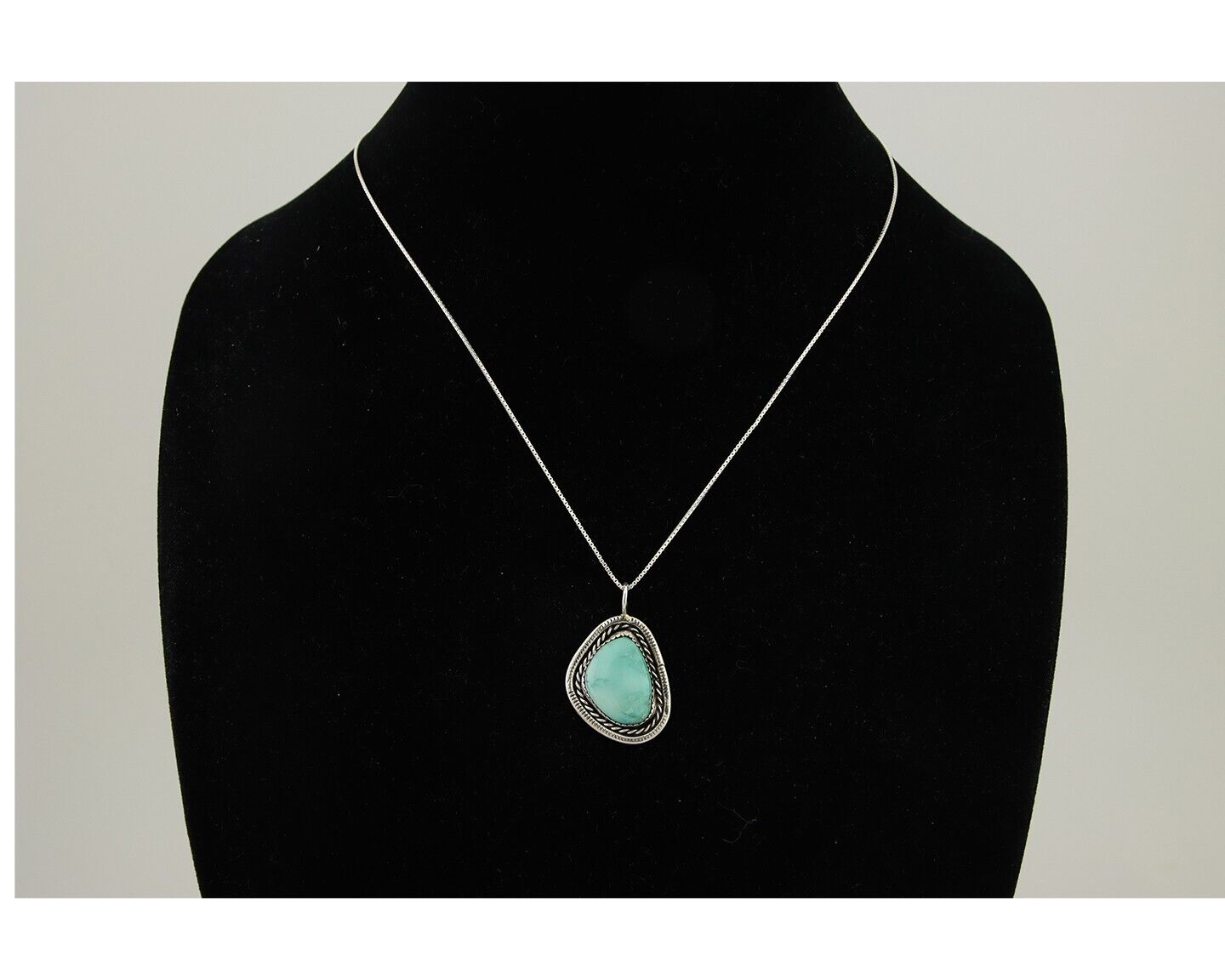 Navajo Necklace 925 Silver Natural Turquoise Native American Artist C.80's