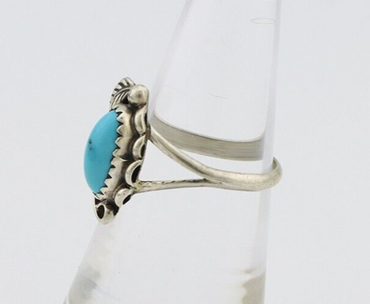 Navajo Ring 925 Silver Sleeping Beauty Turquoise Signed SkyStone Creations C80s