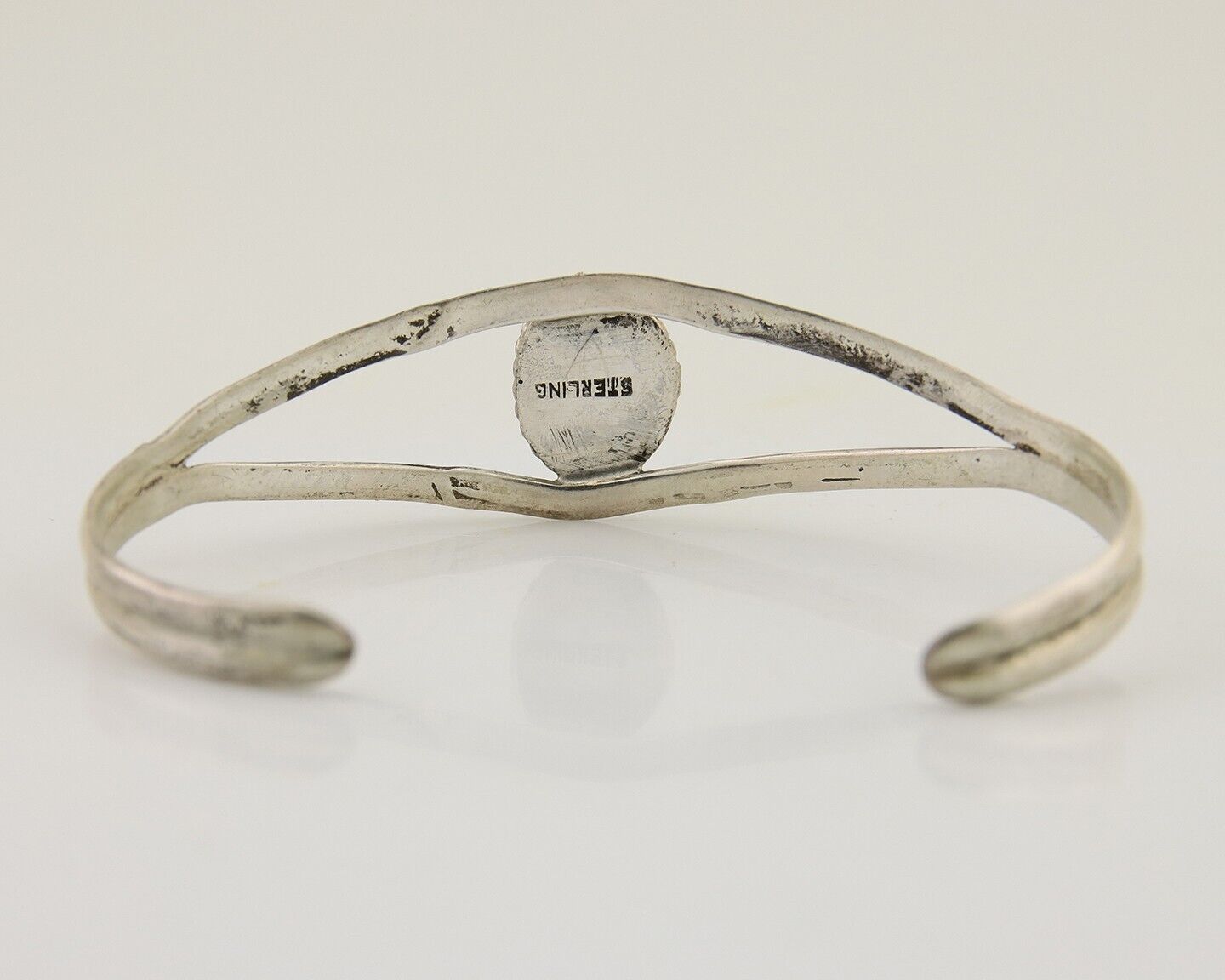 Navajo Hand Stamped Cuff Bracelet Turquoise 925 Silver Native American Artist