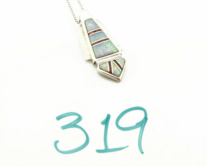 Navajo Signed Venus Etssity Natural Opal .925 SOLID Silver Inlaid Pendant