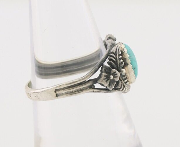 Navajo Ring 925 Silver Natural Blue Turquoise Native American Artist C.80's