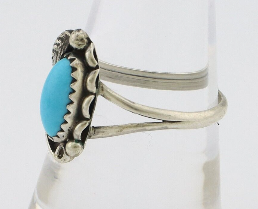 Navajo Ring 925 Silver Sleeping Beauty Turquoise Signed SkyStone Creations C80s