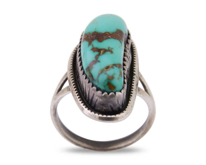 Navajo Ring 925 Silver Bisbee Turquoise Signed R Werito C.80's
