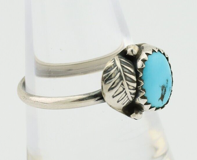 Navajo Ring 925 Silver Sleeping Beauty Turquoise Native American Artist C.80's