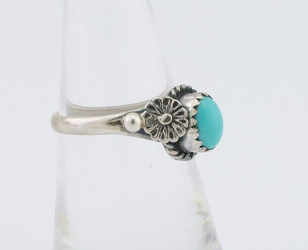 Navajo Ring 925 Silver Kingman Turquoise Native American Artist Made In 1985