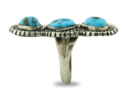 Vintage Navajo Ring 925 Sterling Silver Turquoise Signed Tom Willeto Size 7.0