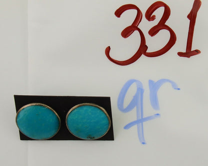Navajo Shield Natural Turquoise Earrings 925 Silver Native American Artist C.80s