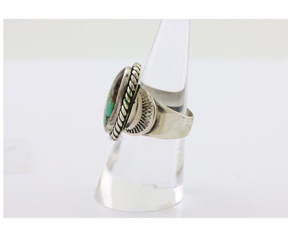 Navajo Ring 925 Silver Natural Turquoise Signed M Montoya Size 7.5 C.80's