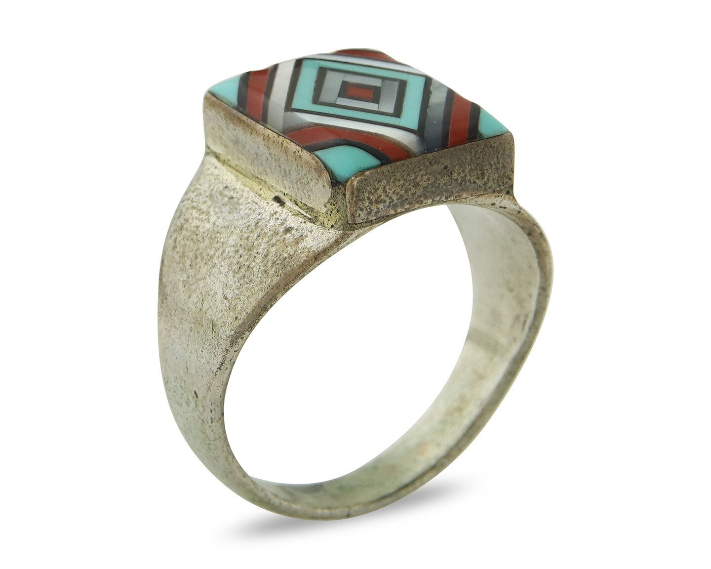 Vintage Zuni Ring 925 Sterling Natural Authentic Gemstone Handmade Size 10.25