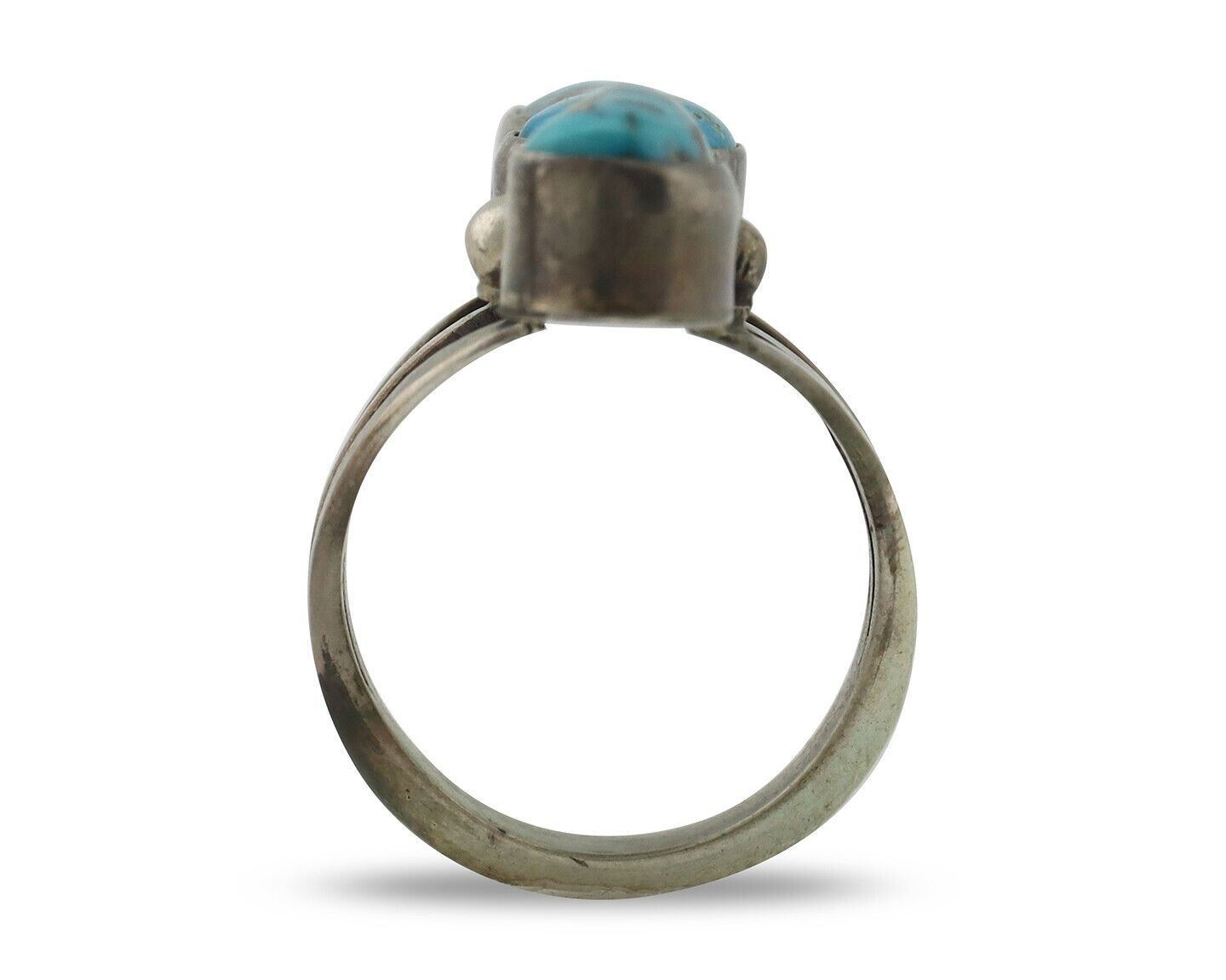 Navajo Ring 925 Silver Natural Blue Turquoise Native American Artist C.80's