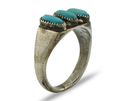 Zuni Ring .925 Silver Natural Sleeping Beauty Turquoise Signed R. LULE C.80's