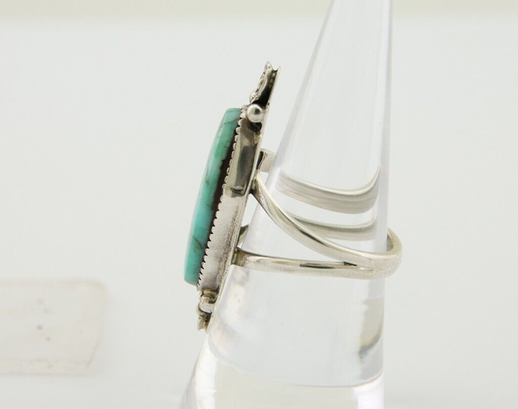 Navajo Ring 925 Silver Natural Blue Turquoise Native American Artist C.80's