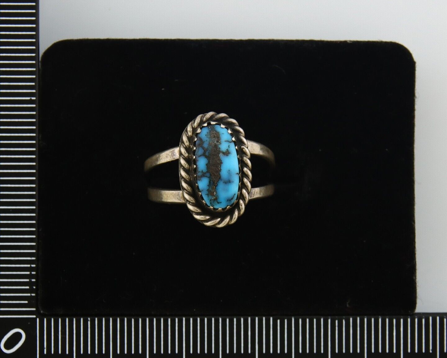Navajo Ring 925 Sterling Natural Blue Turquoise Signed M Yazzie C.80's