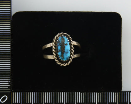 Navajo Ring 925 Sterling Natural Blue Turquoise Signed M Yazzie C.80's