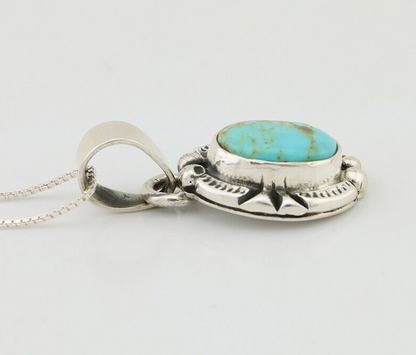 Navajo Necklace 925 Silver Kingman Turquoise Artist Signed Gecko C.90s