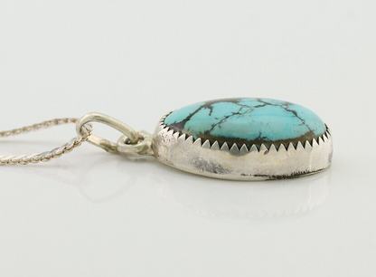 Navajo Turquoise Necklace 925 Silver Native American Artist C.80's