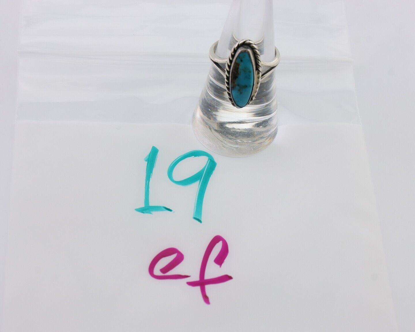 Navajo Handmade Ring 925 Silver Kingman Turquoise Size 7.5 C.80's