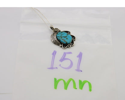 Navajo Necklace 925 Silver Natural Spiderweb Turquoise Native Artist C.80's