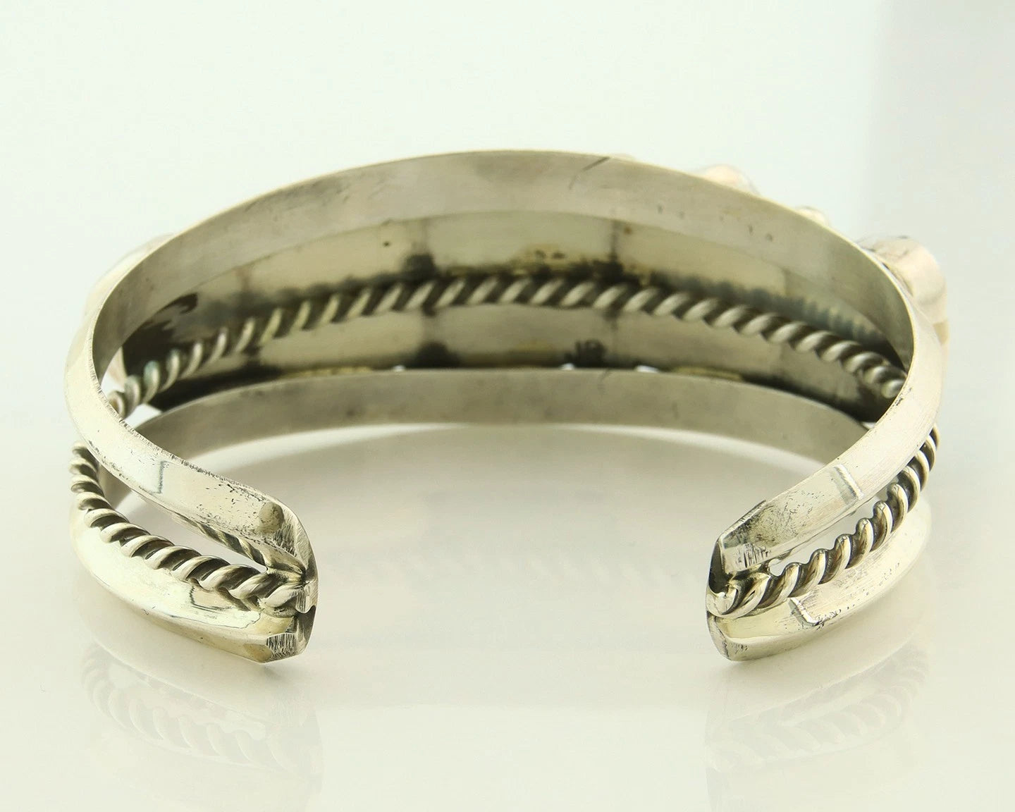 Navajo Cuff Bracelet 925 Sterling Silver Turquoise Handmade Vintage Signed JR