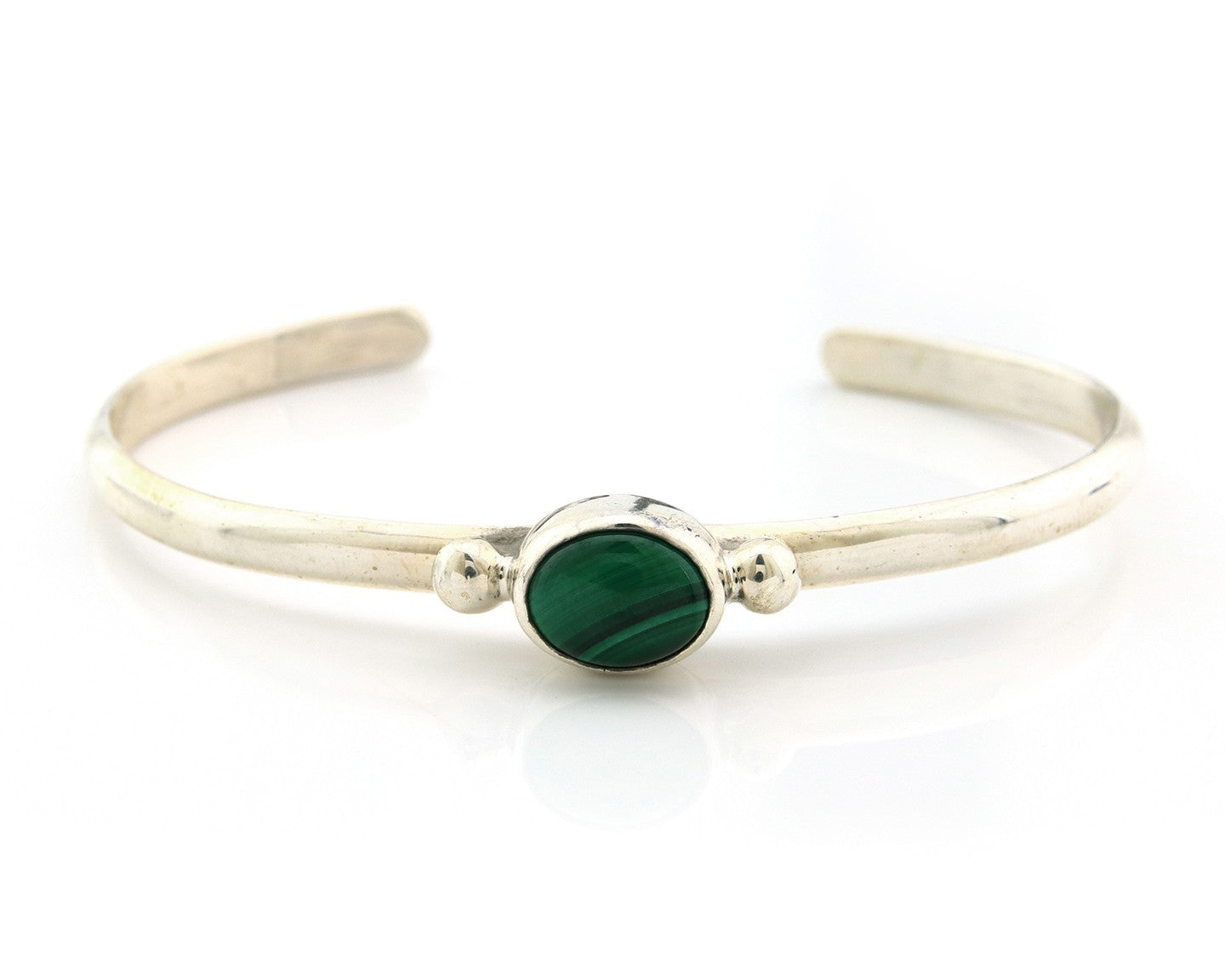 Navajo Cuff Bracelet Sterling Silver Natural Mined Malachite Native Artist