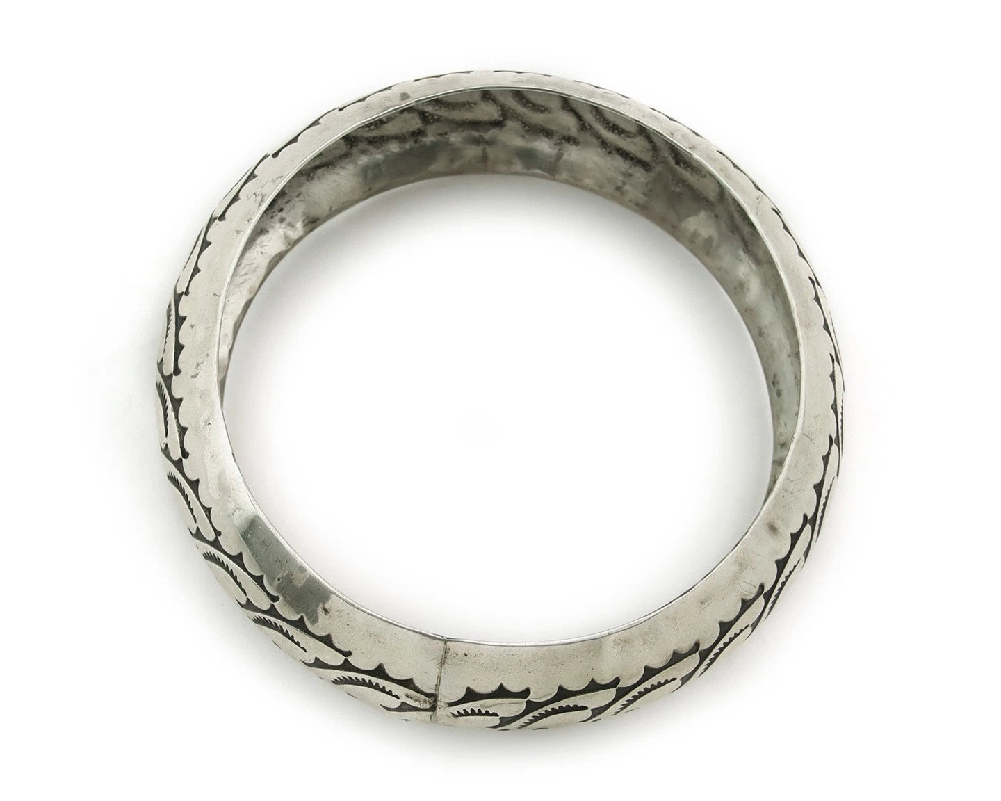 Navajo Bangle Bracelet Sterling Silver Vintage Handmade Hand Stamped