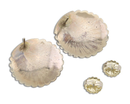 Navajo Earrings 925 Silver Natural Blue Native American Artist C.80's