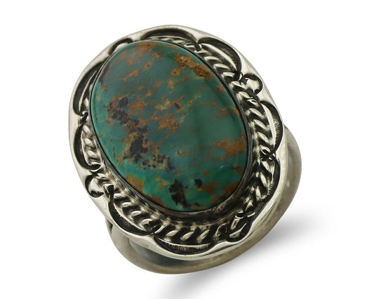 Navajo Ring .925 Silver Natural Turquoise Artist Signed Billy Eagle C.80's