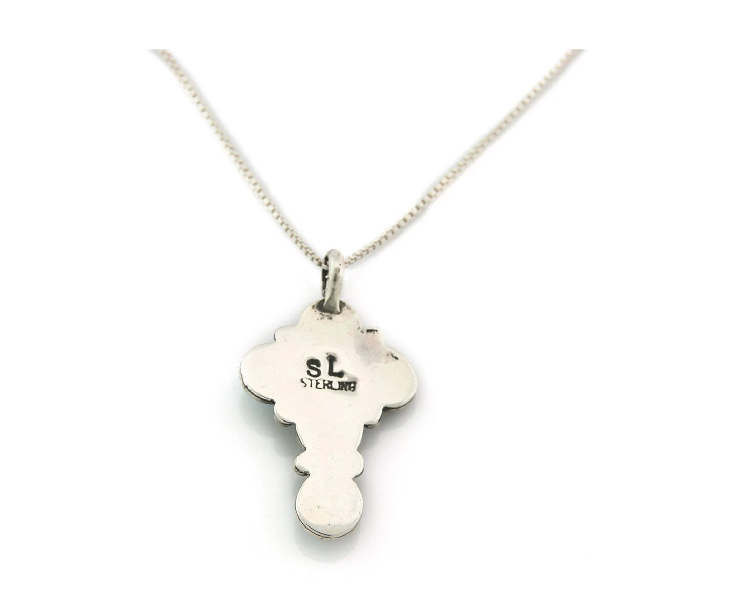 Navajo Cross Necklace Sterling Silver Natural Gemstones Artist Signed SL