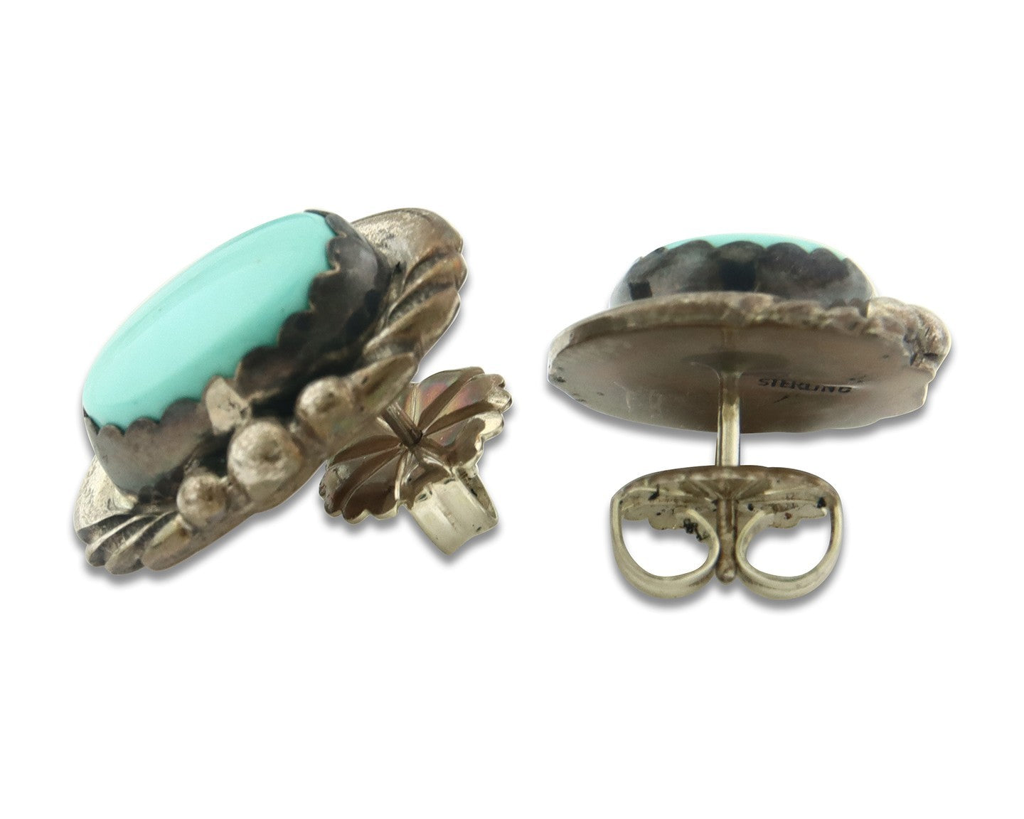 Navajo Earrings Sterling Silver Turquoise Vintage Dangle Handmade
