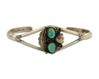 Navajo Bracelet 925 Silver Cuff Turquoise Handmade Native Artist C.80's