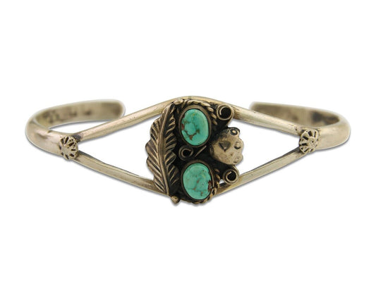 Navajo Bracelet 925 Silver Cuff Turquoise Handmade Native Artist C.80's