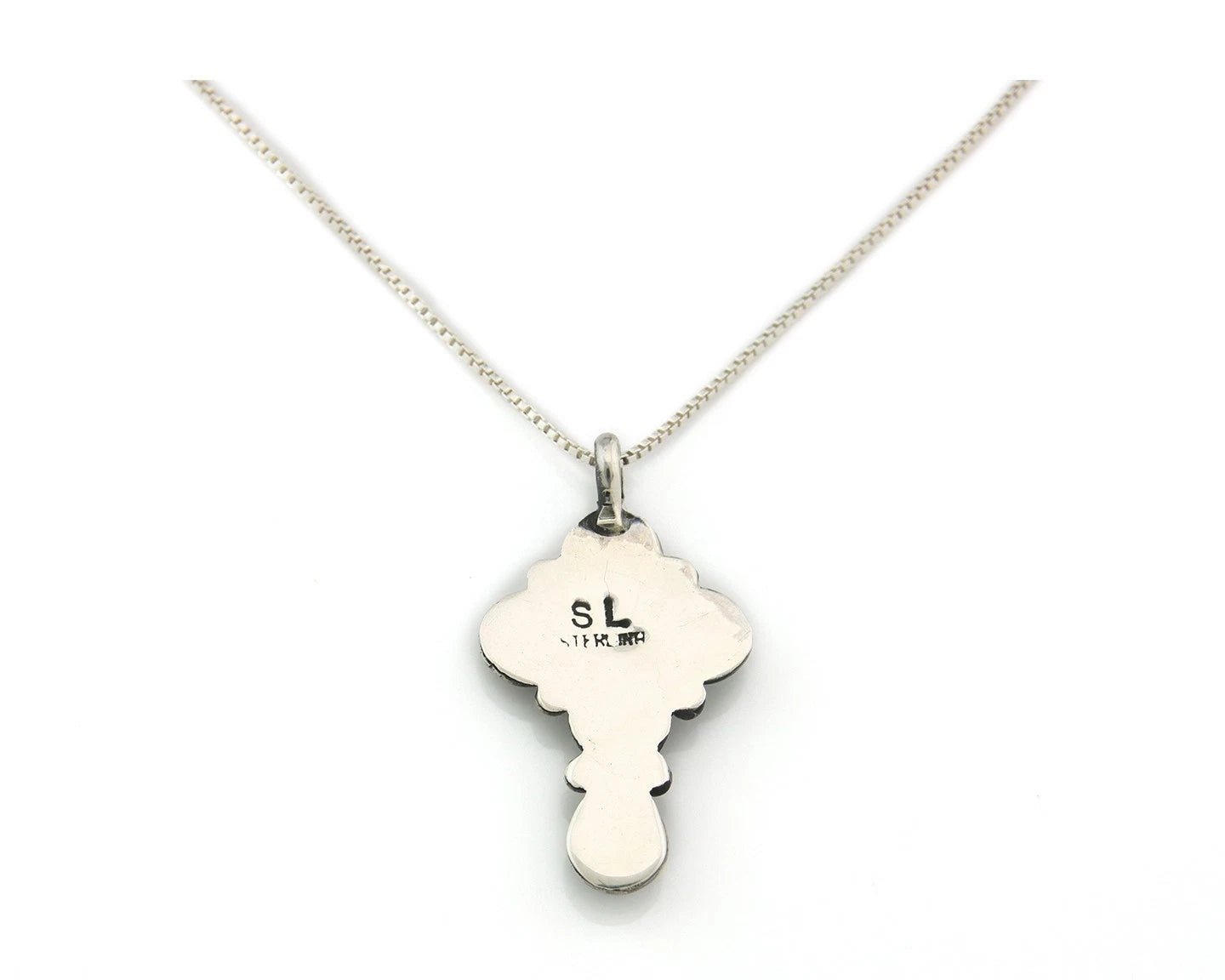Navajo Cross Necklace Sterling Silver Natural Gemstones Artist Signed SL