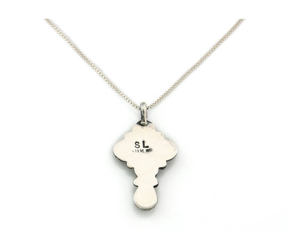 Navajo Cross Necklace Sterling Silver Natural Gemstones Artist Signed SL